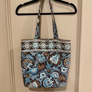 Vera Bradley Java Blue Retired Tote Bag Brown Turquoise